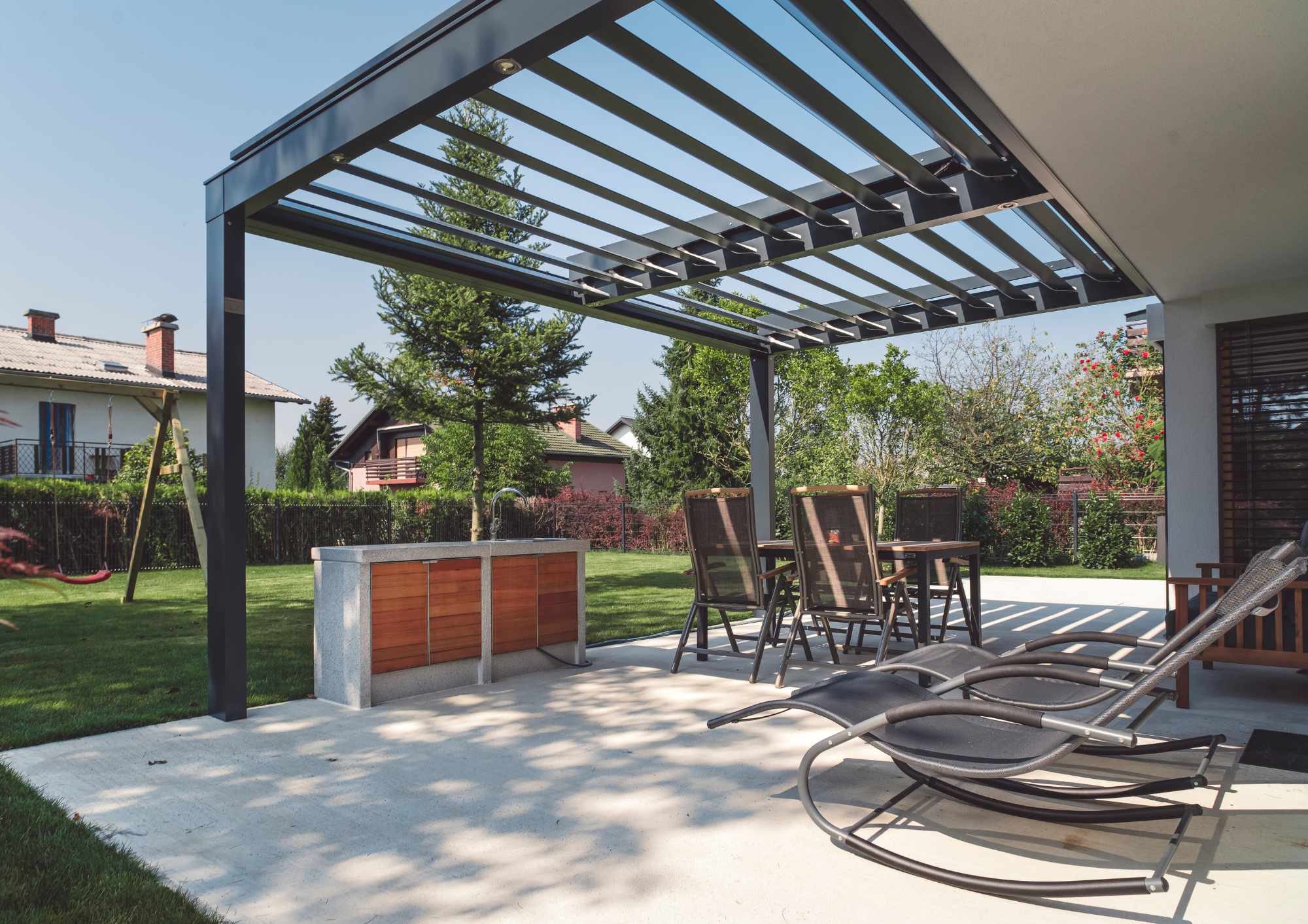 pergola jardin détente 